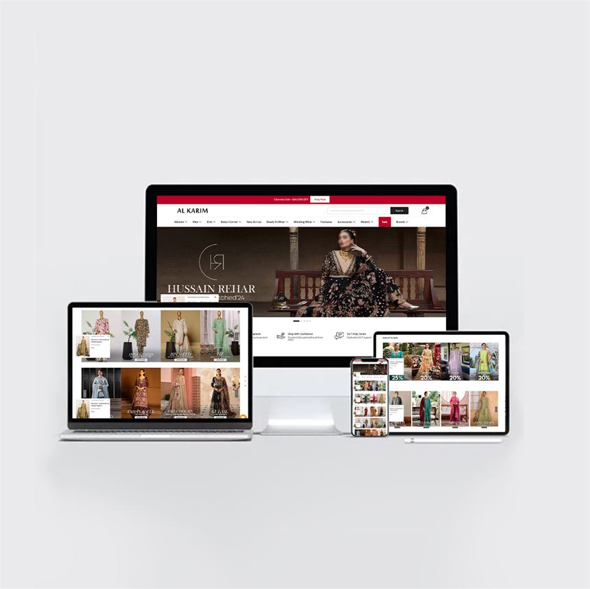 Al Karim fashion online store on desktop, tablet and phone