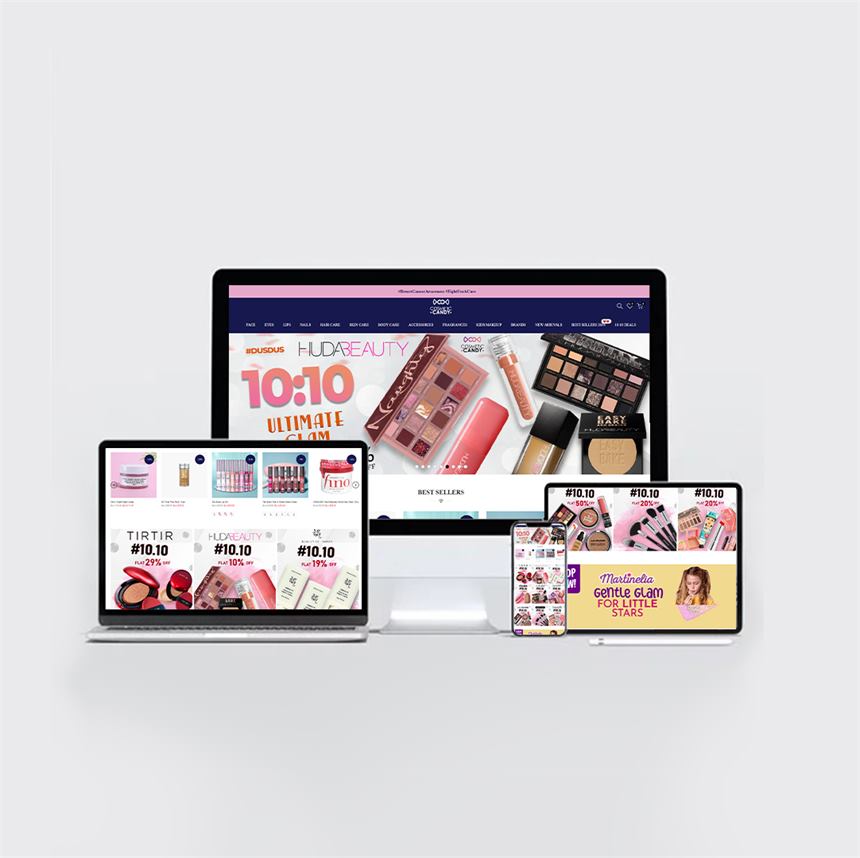 Beauty and cosmetics online store on several devices