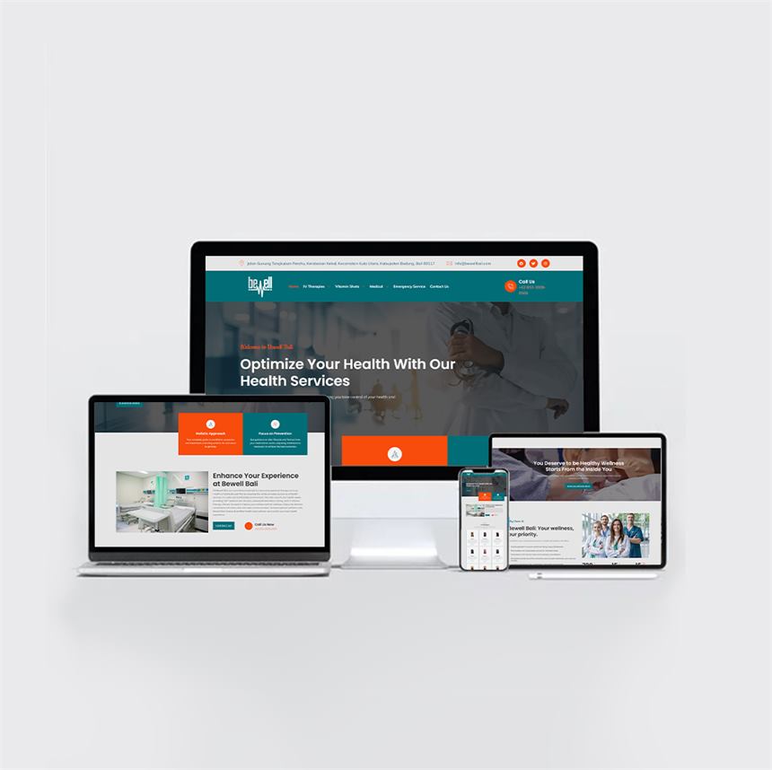 Healthcare services website on several devices
