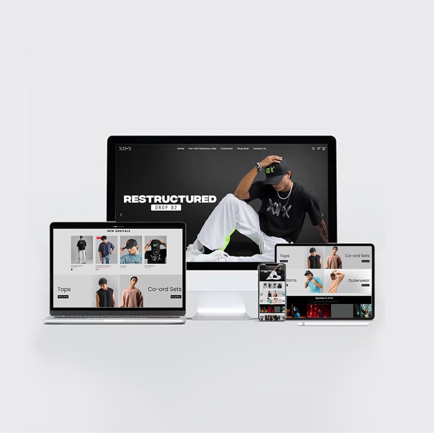 Streetwear online store on several devices